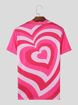 Mens Gradient Heart Print Short Sleeve T-Shirt SKUK46403