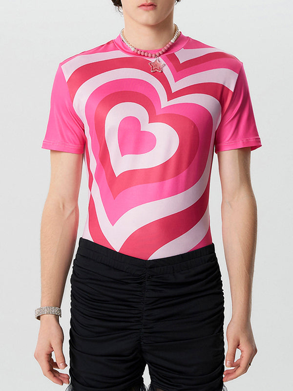 Mens Gradient Heart Print Short Sleeve T-Shirt SKUK46403