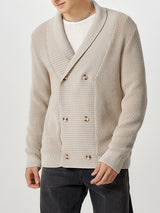 Mens Double-Breasted Knit Long Sleeve Cardigan SKUK78697