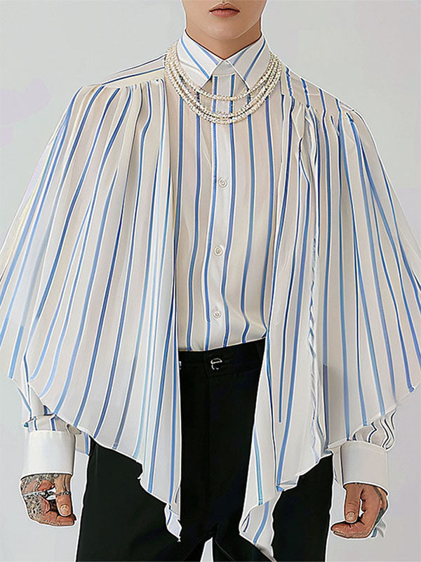 Mens Striped Patchwork Long-Sleeve Shirt SKUK76078