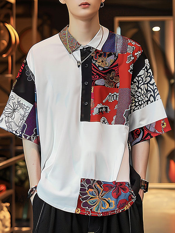 Mens Ethnic Print Short Sleeve Casual Shirt SKUK61593