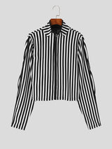 Mens Striped Zip Front Casual Jacket SKUK44960