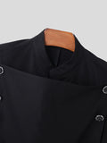 Mens Solid Double Breasted Stand Collar Blazer SKUK31872