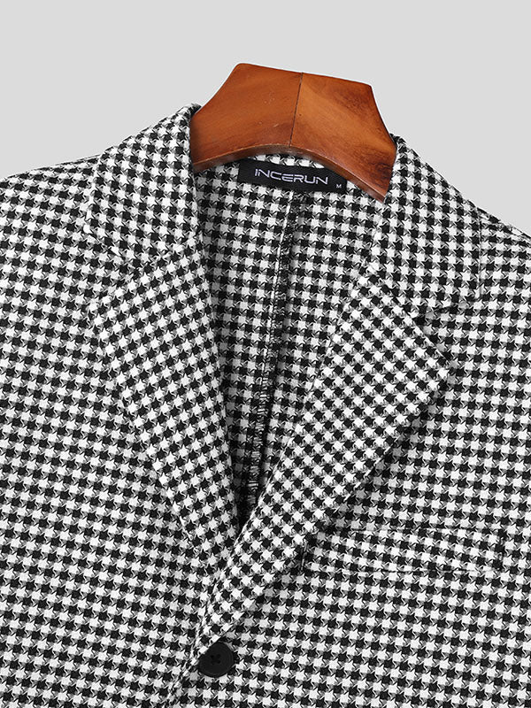 Mens Plaid Lapel Casual Blazer Crop Top SKUK28527