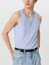 Mens Solid Ribbed Knit Sleeveless Tank SKUK02702