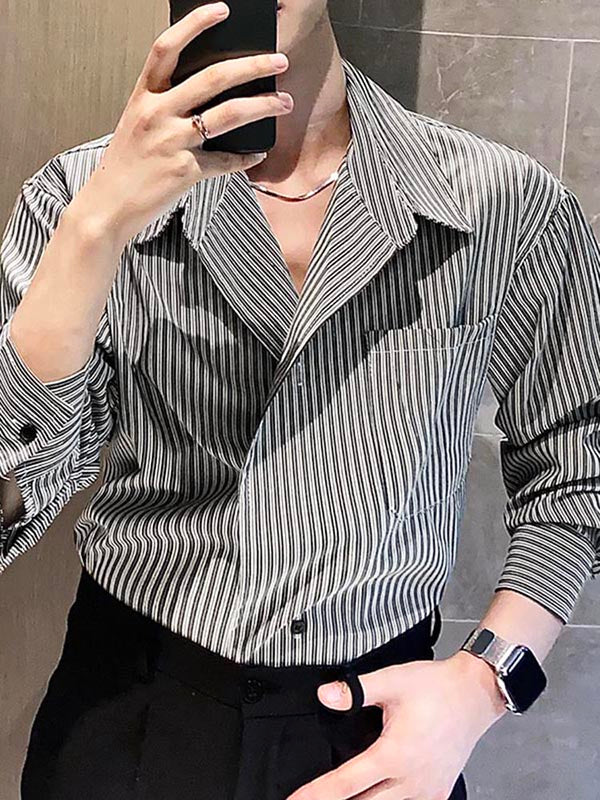 Mens Vertical Stripe Long Sleeve Shirt SKUK75391