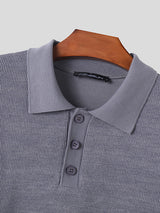 Mens Solid Knit Long Sleeve Golf Shirt SKUK33366