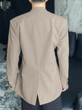 Mens Solid Double Breasted Lace-Up Blazer SKUK36509