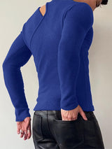 Mens Deconstructed Solid Color Long-Sleeve T-Shirt SKUK74179