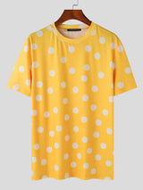 Mens Polka Dot Crew Neck Short Sleeve T-Shirt SKUK70024