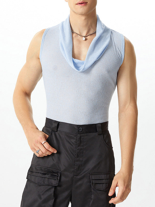 Mens Solid Cowl Neck Knit Vest SKUK52554