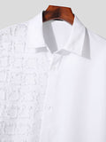 Mens Fringe Patchwork Lapel Long Sleeve Shirt SKUK43284