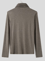 Mens Draped Neck Ruffled Long Sleeve T-Shirt SKUK83713