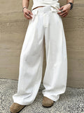 Mens Solid Casual Wide-Legged Pants SKUK61850