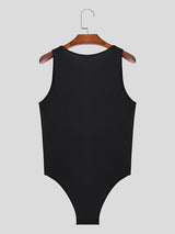 Mens Mesh Patchwork See Through Sleeveless Bodysuit SKUK47063