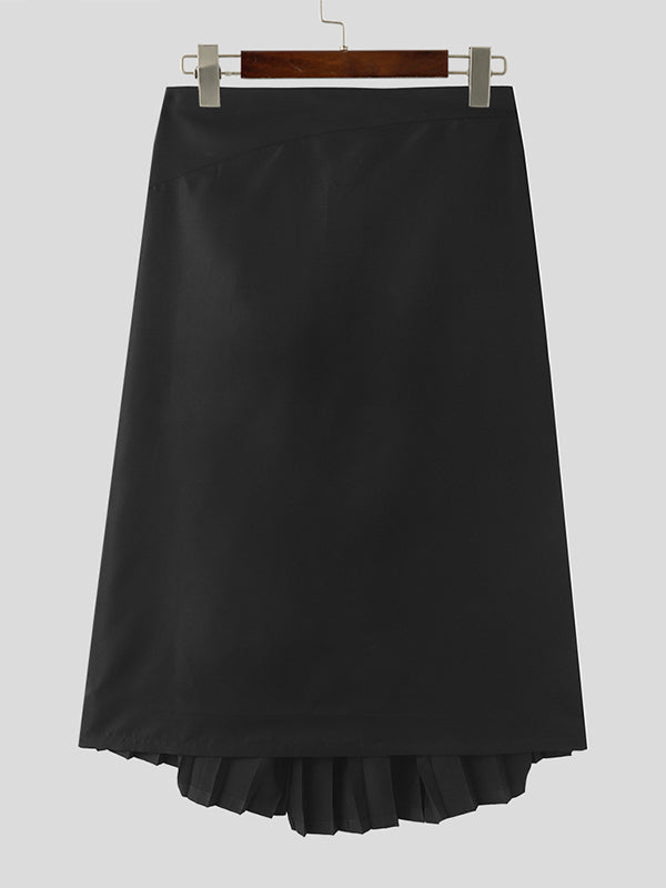 Mens Solid Pleated Split Front Skirt SKUK37856