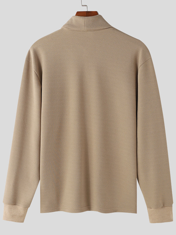 Mens Texture Knit Solid Long Sleeve T-Shirt SKUK42219