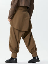 Mens Solid Button Design Drop Crotch Pants SKUK41869