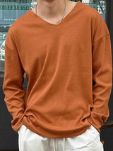 Mens Solid Knit Textured Long Sleeve T-Shirt SKUK60218