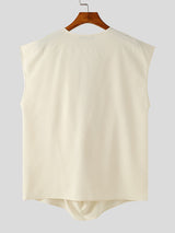 Mens Solid Color Cowl Neck Sleeveless T-Shirt SKUK70567