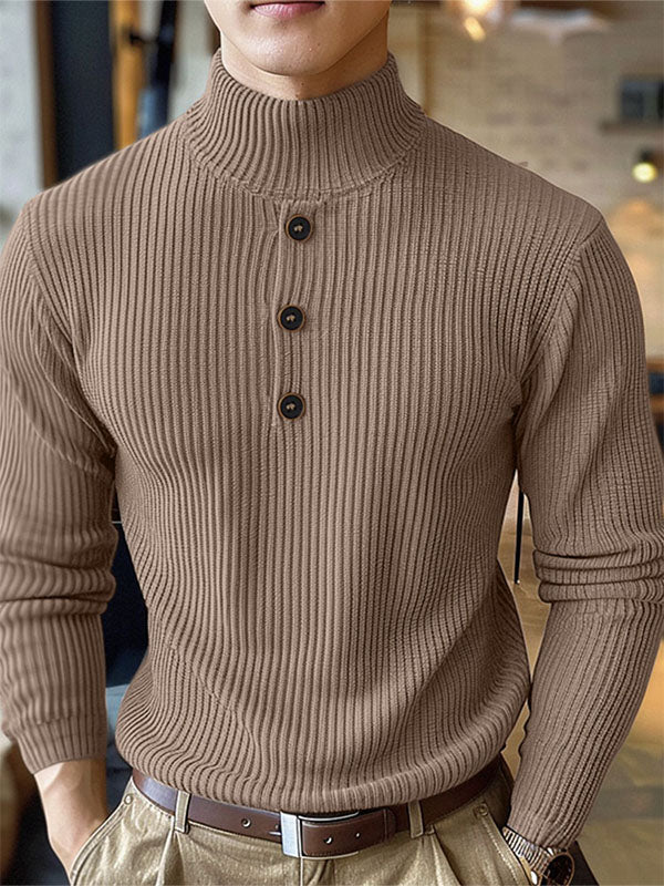 Mens Minimalist Turtleneck Long-Sleeve Pullover Sweater SKUK72737