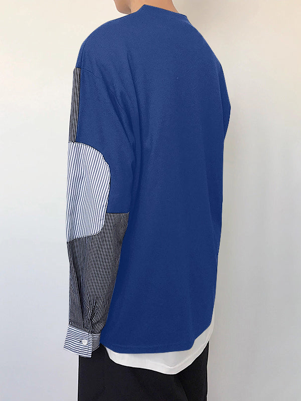 Mens Striped Contrast Color Long Sleeve T-Shirt SKUK76979