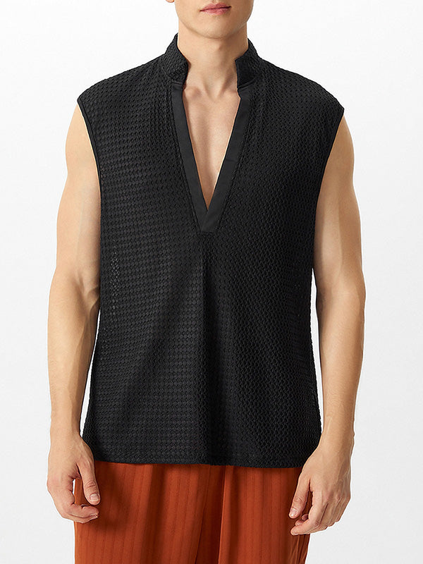 Mens Textured V-Neck Sleeveless Tank SKUK49703