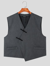 Mens Frog Button Waistcoat Two Pieces Outfits SKUK27789