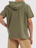 Mens Solid Cotton Lace-Up Hooded T-Shirt SKUK08657