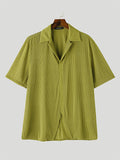 Mens Solid Textured Asymmetrical Hem Casual Shirt SKUK55777