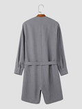 Mens Solid Long Sleeve Belted Casual Jumpsuit SKUK65111