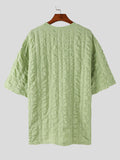 Mens Solid Textured Short Sleeve Casual T-Shirt SKUK62910