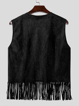 Mens  Fashion Suede Fringe Sleeveless Waistcoat SKUK55986