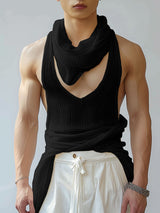 Mens Solid Color Knit Low Neck Tank SKUK64769