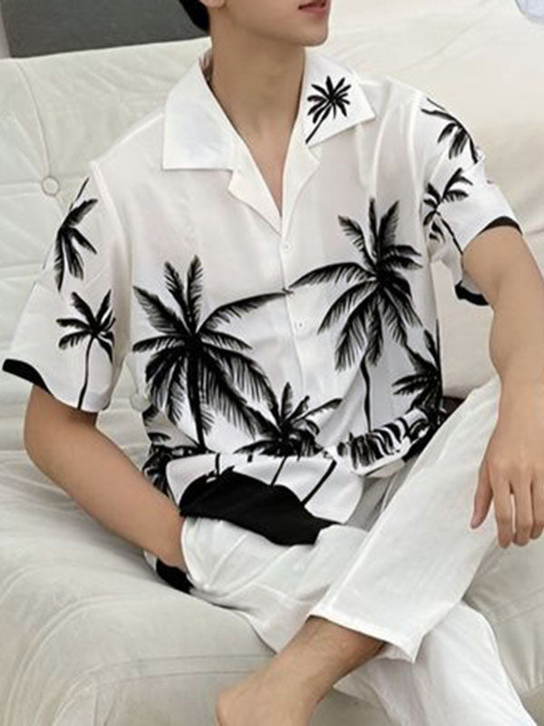 Mens Coconut Tree Print Short Sleeve Shirt SKUK68833