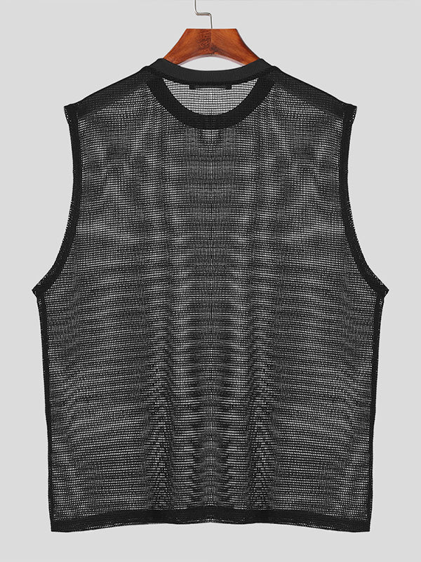 Mens Mesh See Through Crew Neck Vest SKUK46423