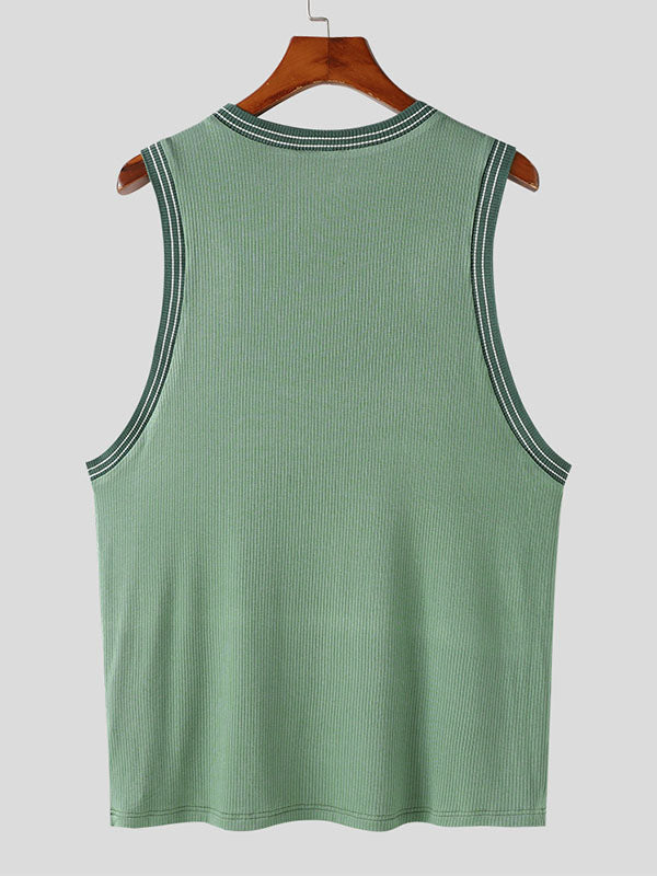 Mens Rib-Knit Crew Neck Sleeveless Vest SKUK24667