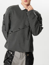 Mens Plaid Button Design Deconstruction Shirt SKUK43873