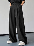 Mens Vertical Striped Pleated Casual Pants SKUK27787