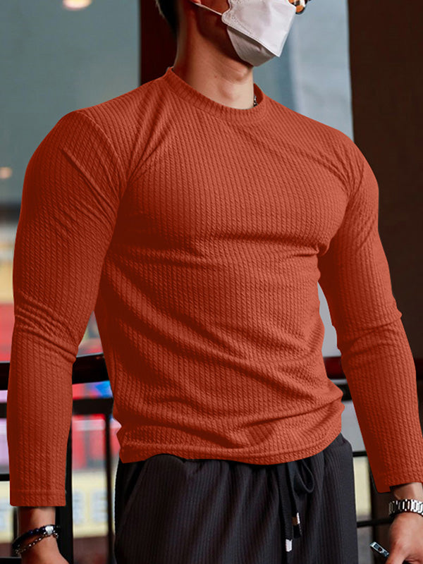 Mens Minimalist Textured Long-Sleeve T-Shirt SKUK76399