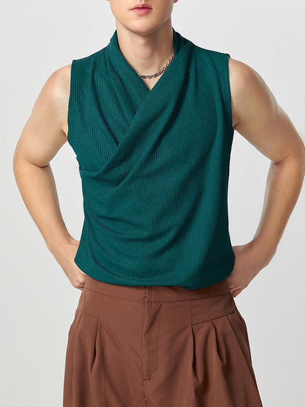 Mens Solid Textured Casual Sleeveless Vest SKUK60800