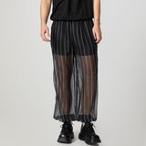 Mens Striped See Through Elastic Waist Pants SKUK62399