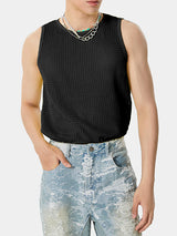 Mens Hollow Out Crew Neck Sleeveless Vest SKUK49604