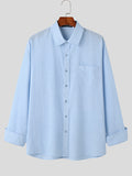 Mens Solid Texture Cotton Long Sleeve Shirt SKUK19598