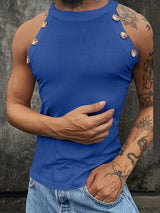 Mens Solid Knit Buttons Casual Sleeveless Vest SKUK58633