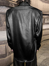 Mens Faux Leather Long Sleeve Shirt SKUK81539