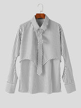 Mens Striped Cutout High-Low Hem Shirt SKUK51720