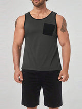 Mens Solid Tank Casual Two Pieces Outfits SKUK51707