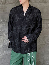 Mens Vintage Floral Print Long Sleeve Cardigan SKUK63083