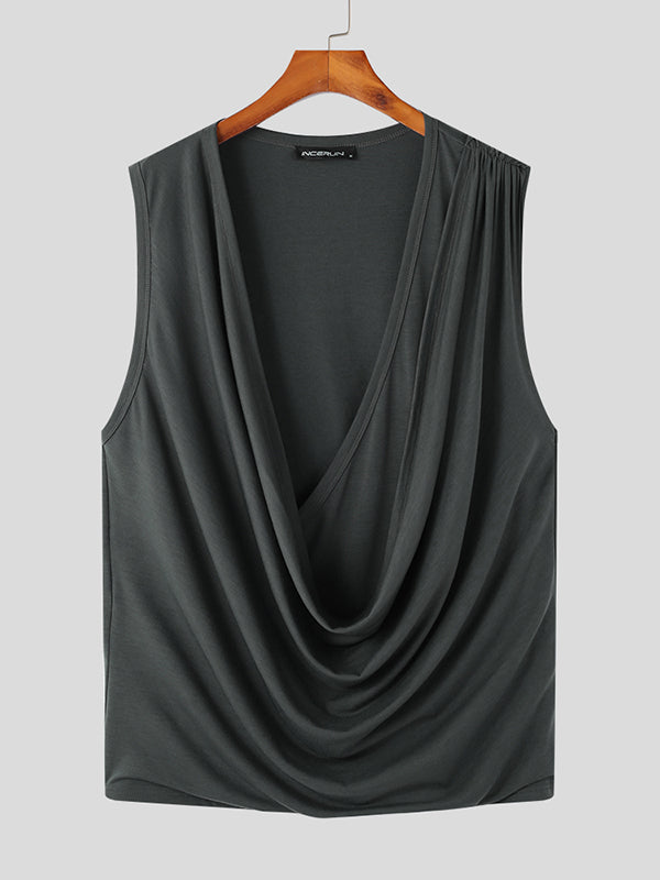 Mens Solid Cowl Neck Sleeveless Vest SKUK18363